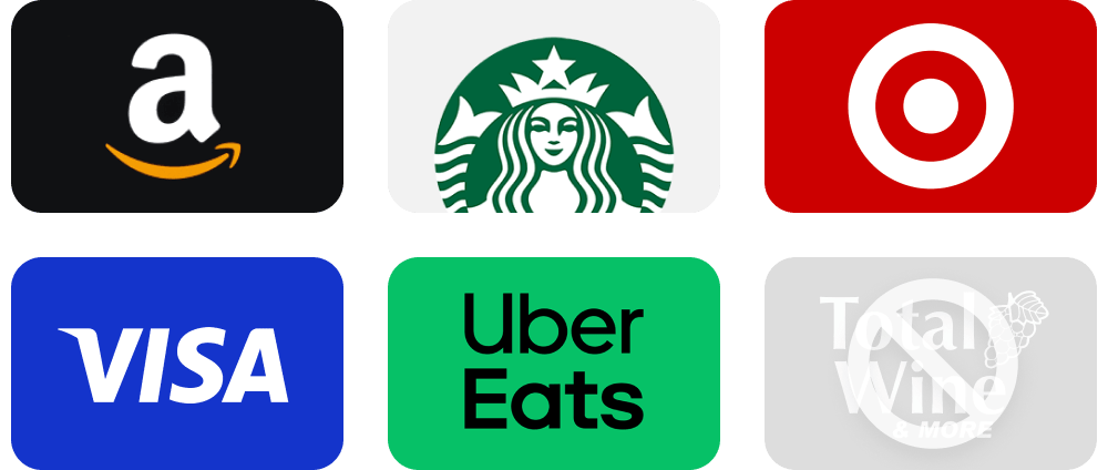 Gift card catalog with restricted retailer options