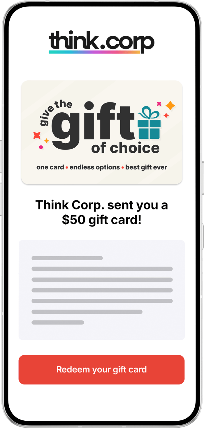 Phone showing a branded Giftogram reward experience