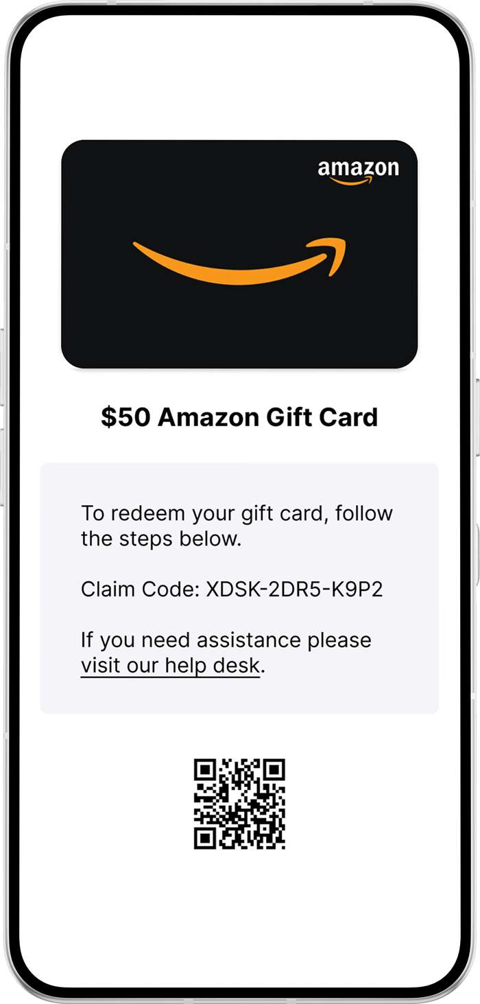 Phone showing an Amazon gift card redemption screen
